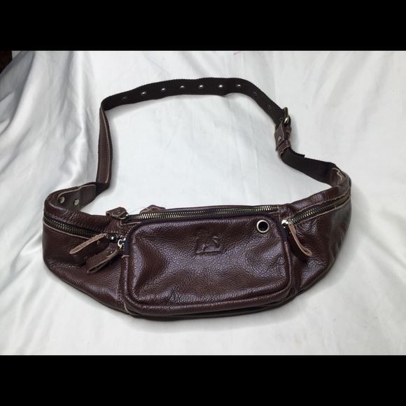 Laoshizi Brown Leather Belt Bag Fanny Pack Sling - Picture 1 of 9